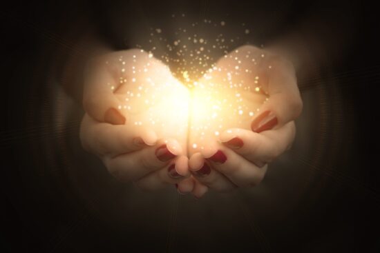 Magic,Particles,On,The,Palms,Of,A,Woman,,A,Stream