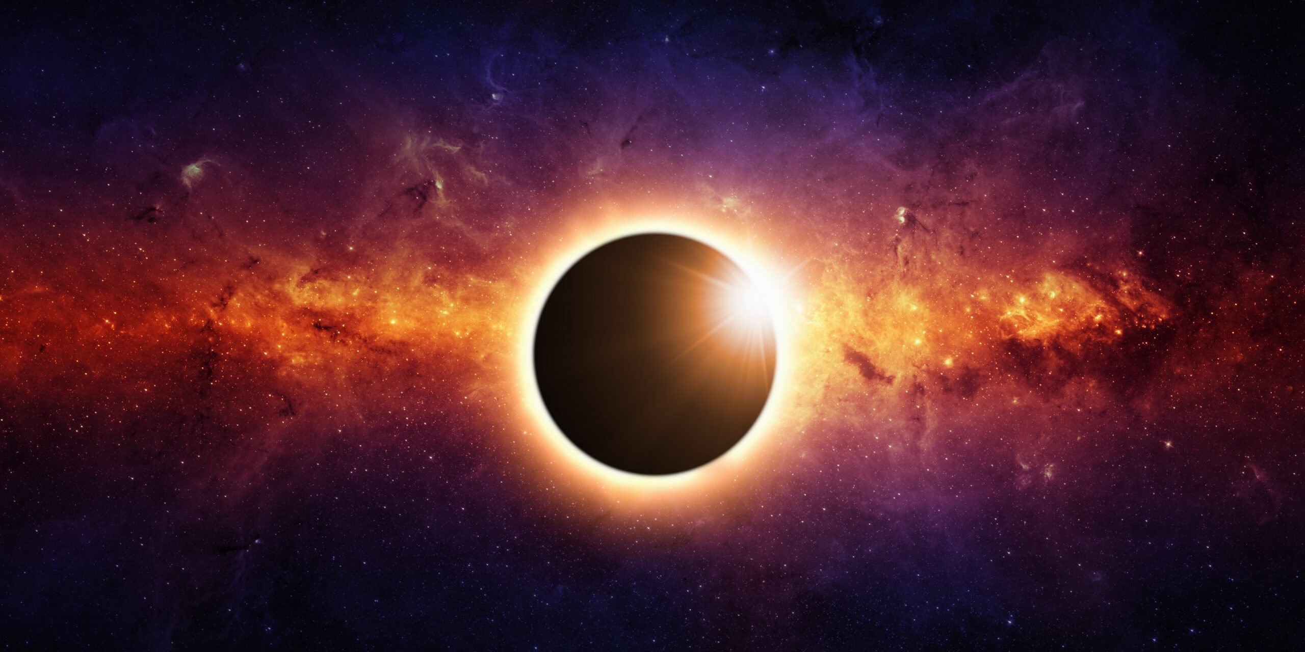 Abstract,Scientific,Background,-,Full,Sun,Eclipse,,Red,Galaxy,In