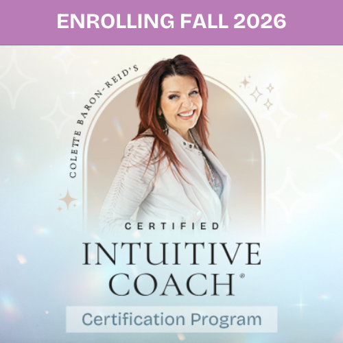 A banner image for Certified Intuitive Coach Certification Program, featuring the title of the event, an image of Colette and the words ENROLLING FALL 2026.2026.